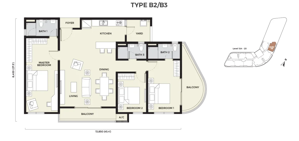 Daya Residence Phase 2 Condominium Type B2 / B3 floor plan