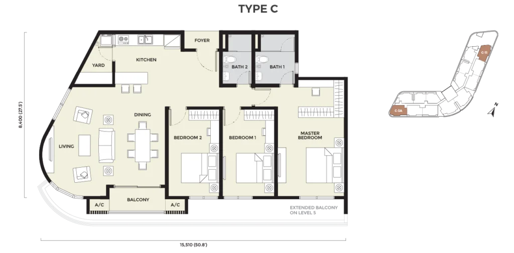 Daya Residence Phase 2 Condominium Type C floor plan