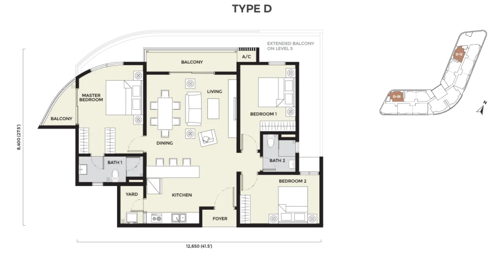 Daya Residence Phase 2 Condominium Type D floor plan