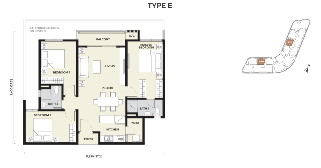 Daya Residence Phase 2 Condominium Type E floor plan