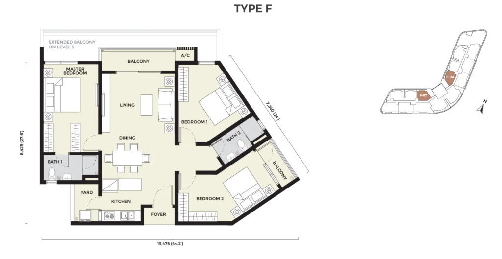 Daya Residence Phase 2 Condominium Type F floor plan